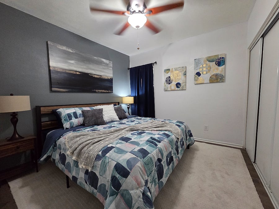 Bedroom 1 boasts a kingsize bed