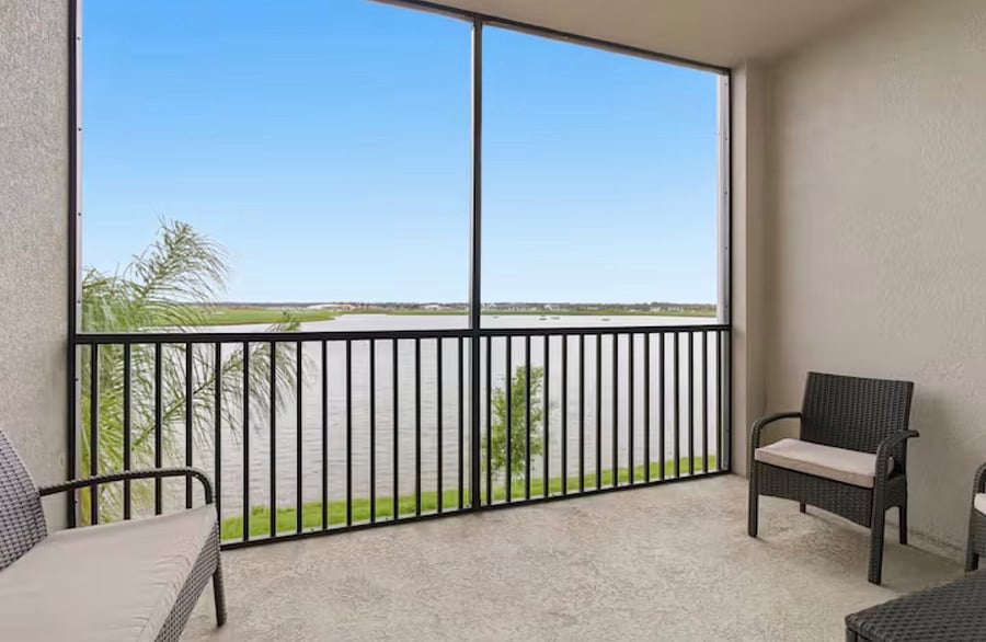 The balcony will be comfortably furnished and also have a fan, so plan on taking naps out here, enjoying your coffee, reading a book, or just watching the golfers with provided binoculars. 