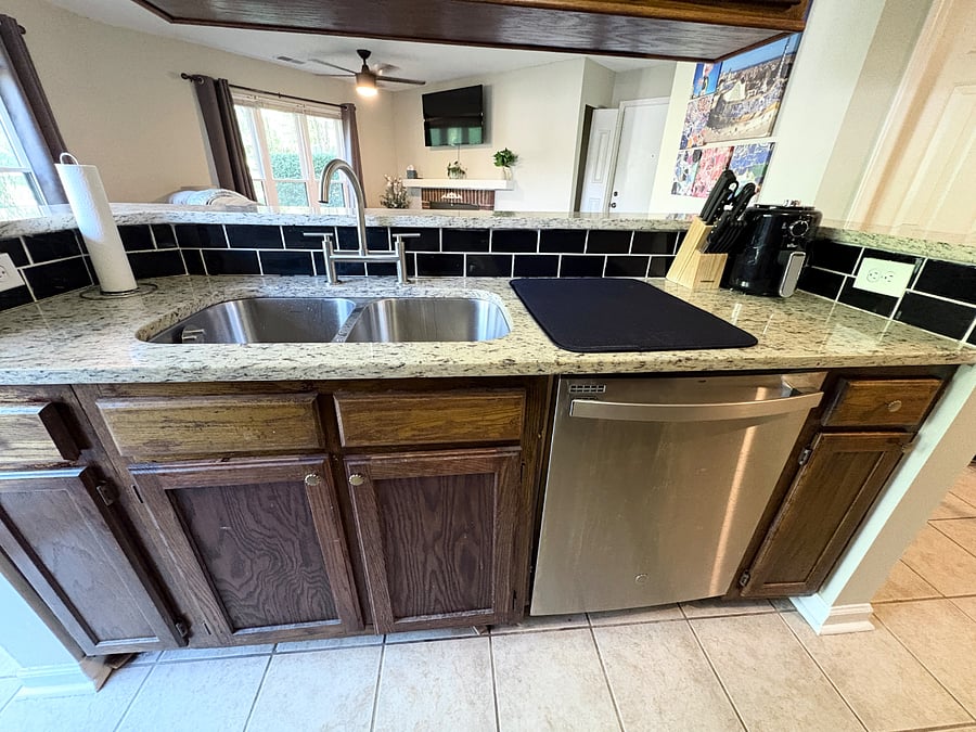 Well appointed kitchen with air fryer, keurig coffee machine , blender, mixer, toaster, and brand new microwave.