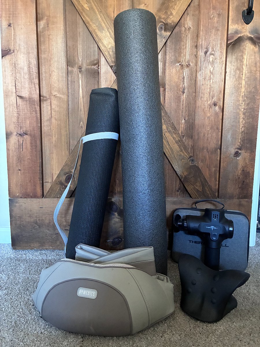 Foam Roller, Yoga Mat, Massage Gun, Neck Stretcher and Heated Back Massager