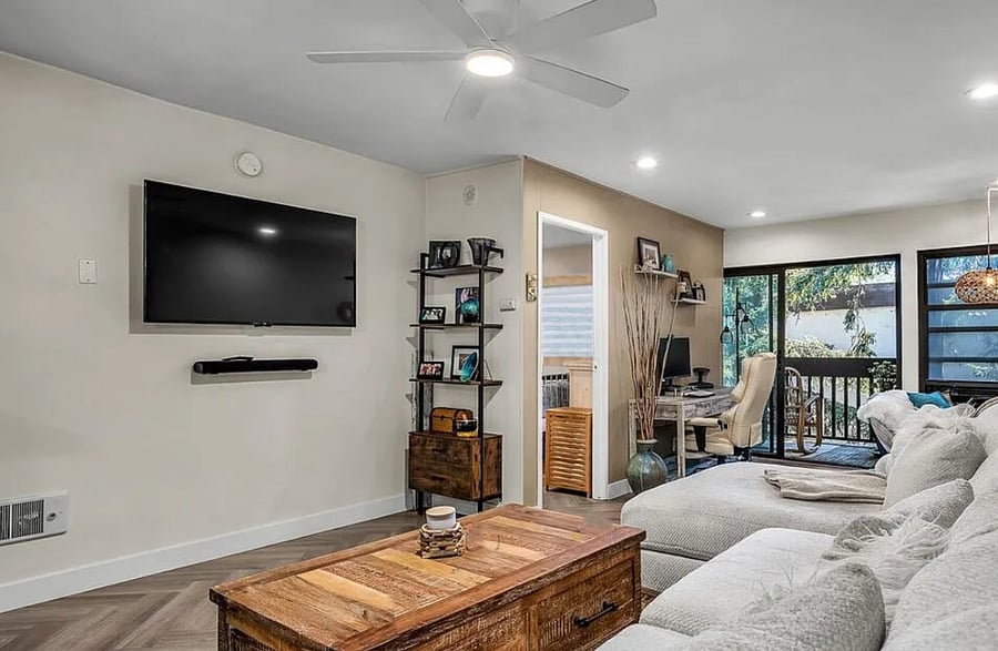 55" wall-mounted smart TV with streaming apps