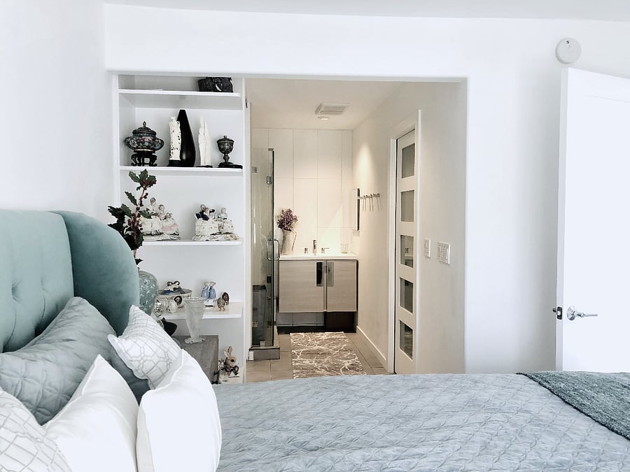Bedroom 2 with private full bath. WC on right.