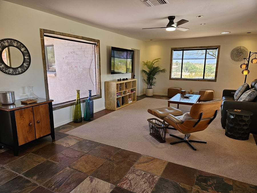 Living room with north, south and east views