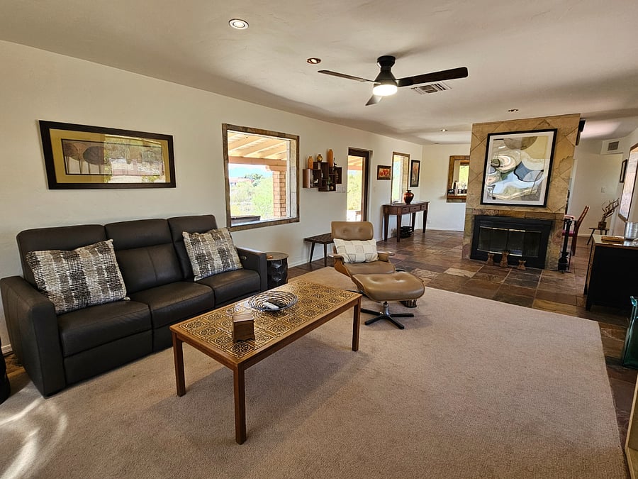 Living room opens to dining area and kitchen.