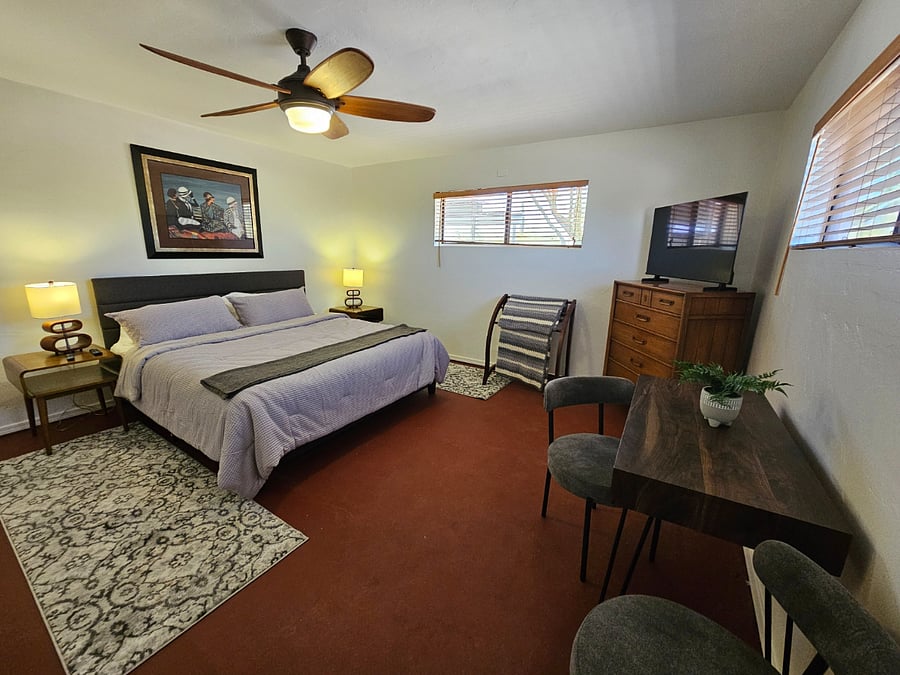 Main bedroom with workspace.