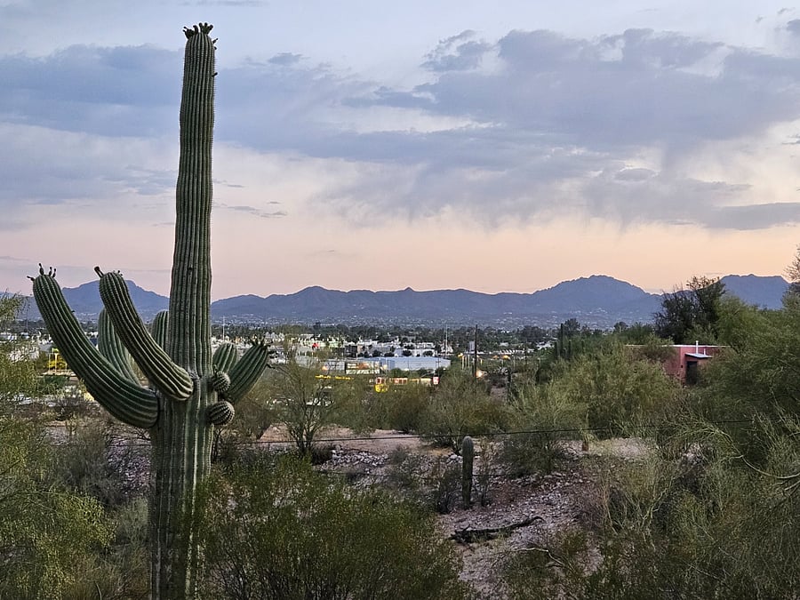 City lights and mountains from front patio