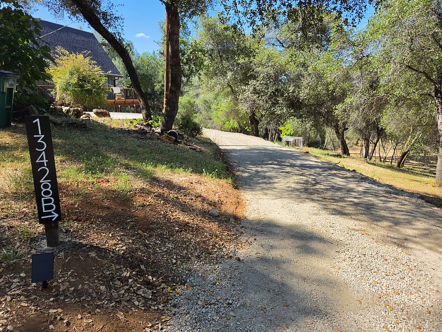 entrance to 13428B private parking area off main house driveway