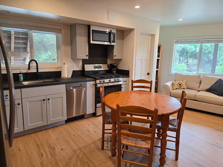 living room/kitchen/dining area