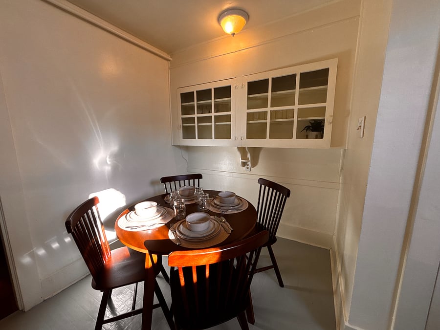 Whether it's breakfast before work or dinner after a long day, this inviting dining nook is ready for you.