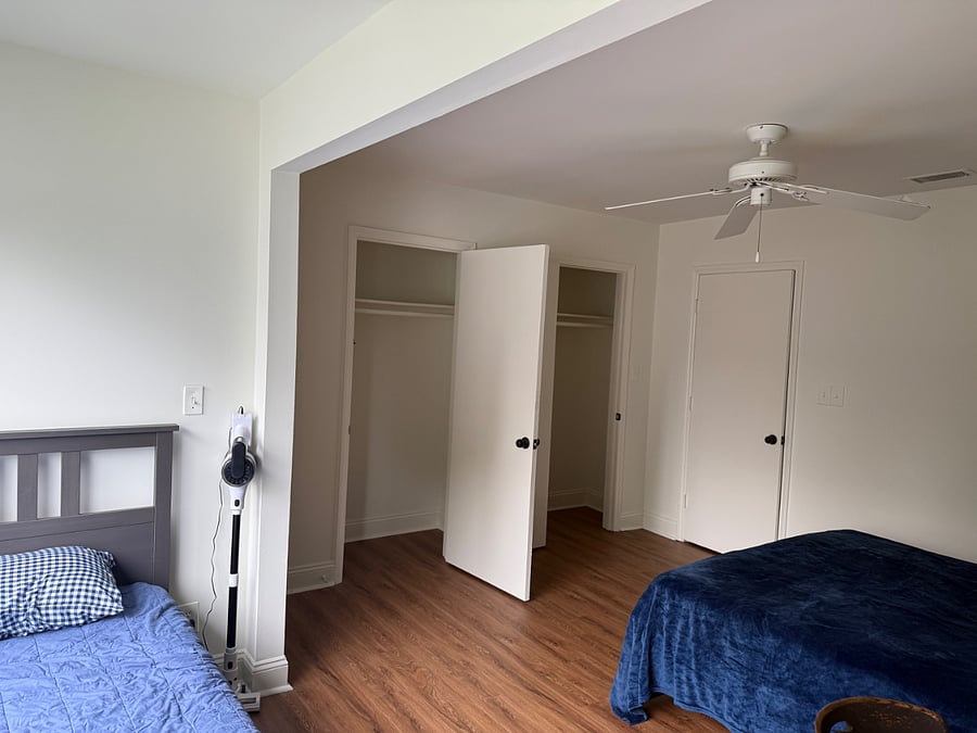 Closets available in primary bedroom.