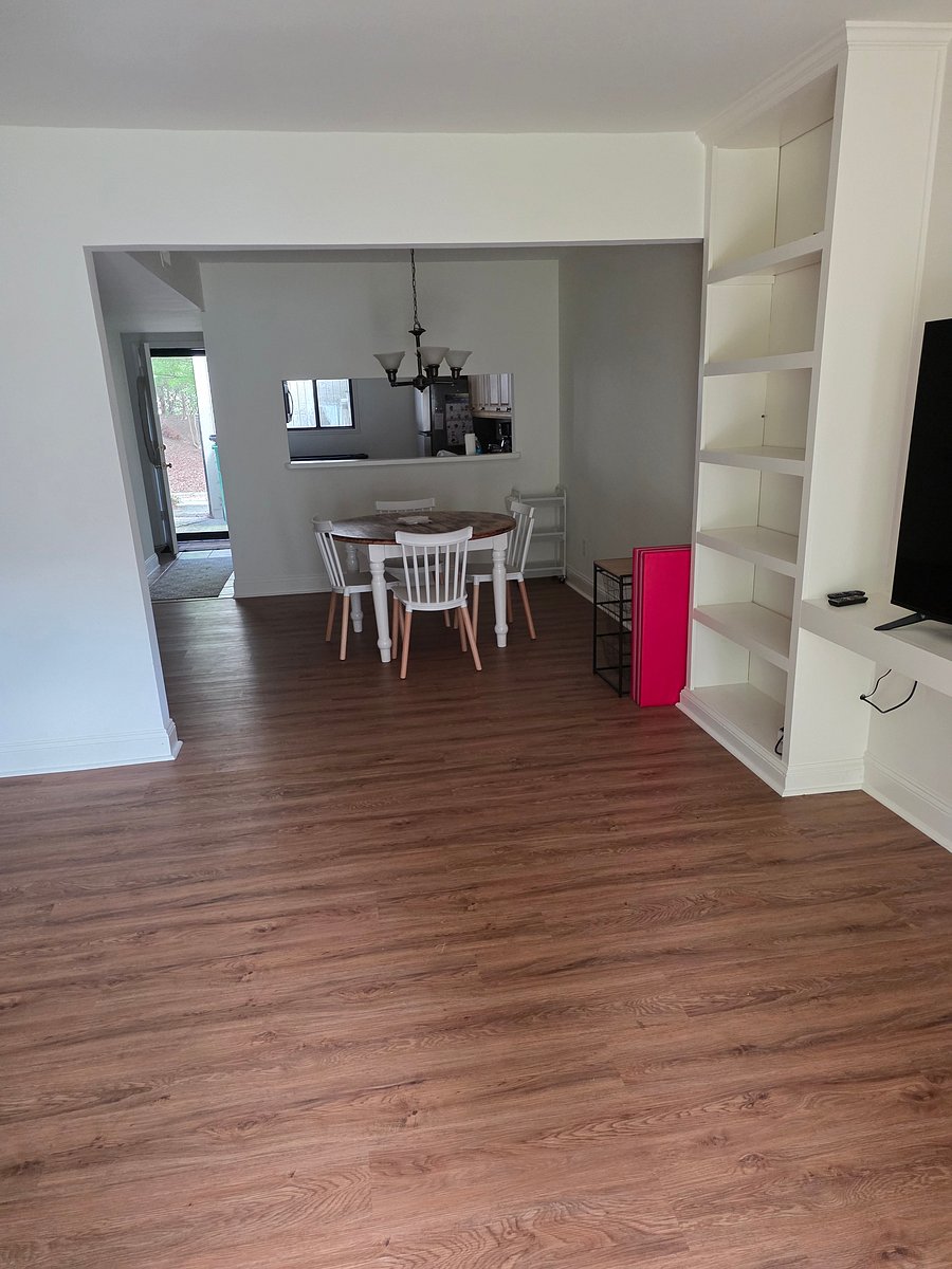 Open kitchen to dining and living room.