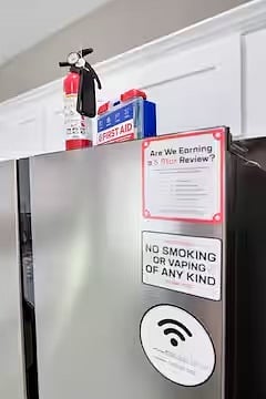 Safety essentials including a fire extinguisher and first aid kit are available for your peace of mind during your stay.