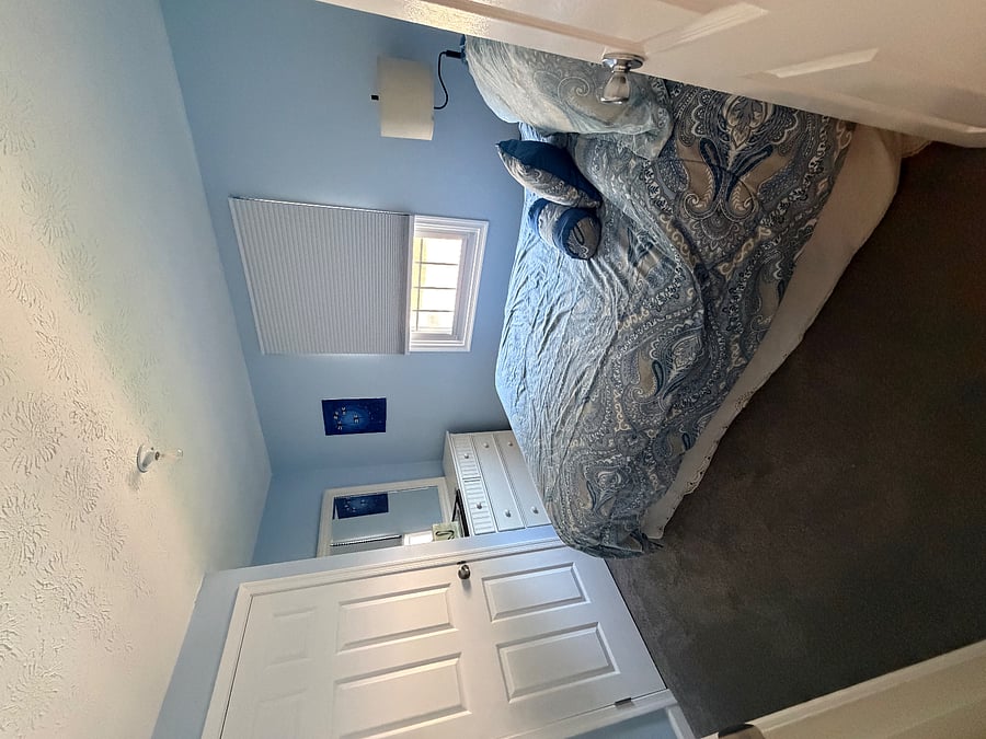 Upstairs bedroom with full bed and closet 