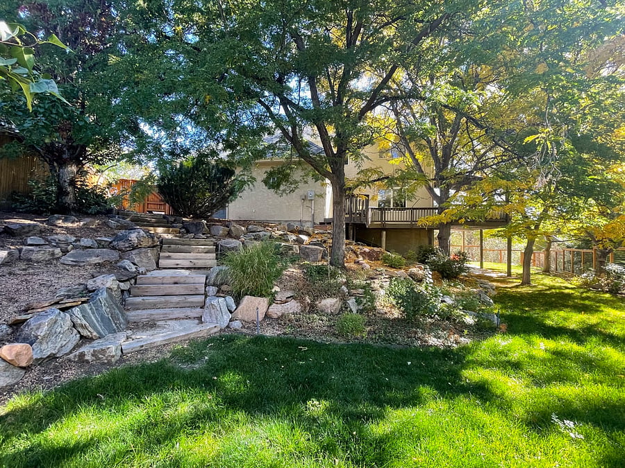 Steps to walk down to access walk out basement unit.