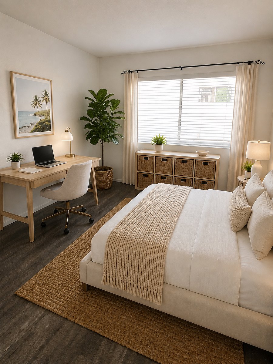 Fully furnished private bedroom (AI-staged)