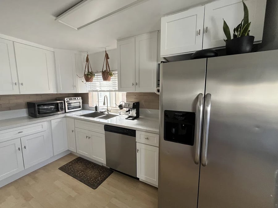 Kitchen with stainless steel appliances