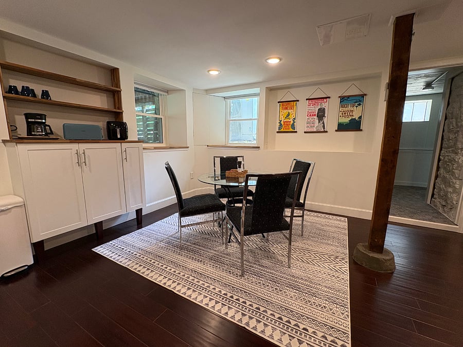 Dining area: storage and natural light