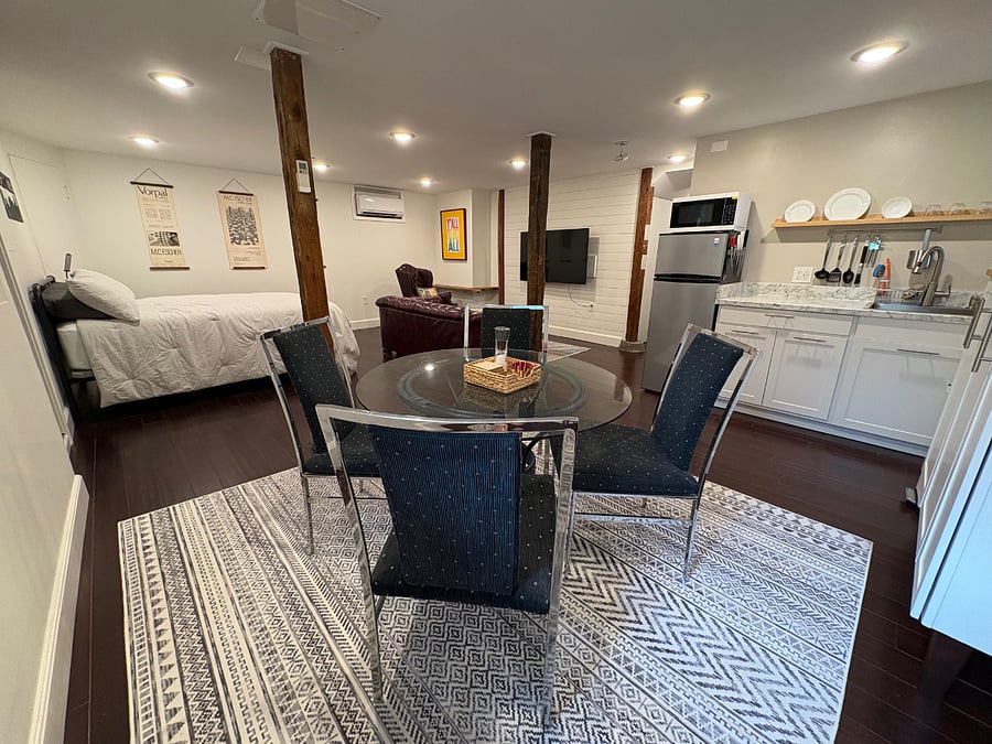 Dining area: Looking across to the living area