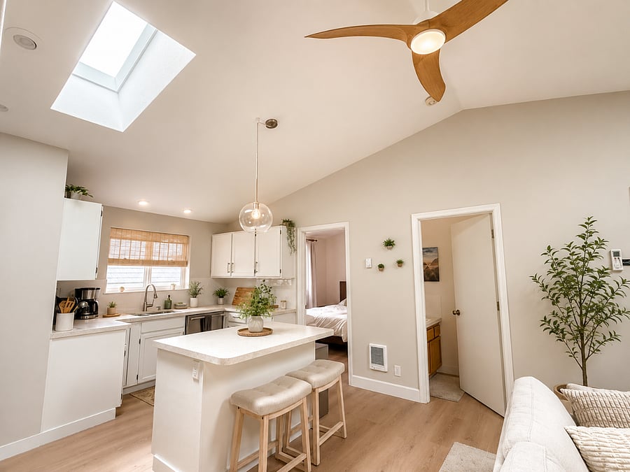 Kitchen with all stainless steel appliances and high end cookware. Both indoor and outdoor dishware.