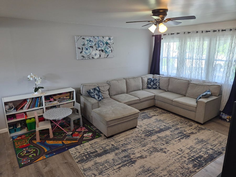 Living Room with Small Kids' Library