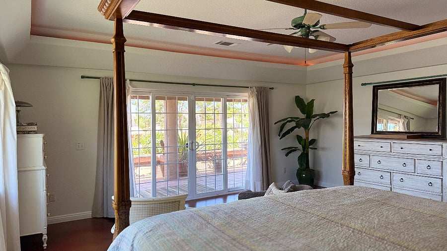 View of front porch from the bedroom