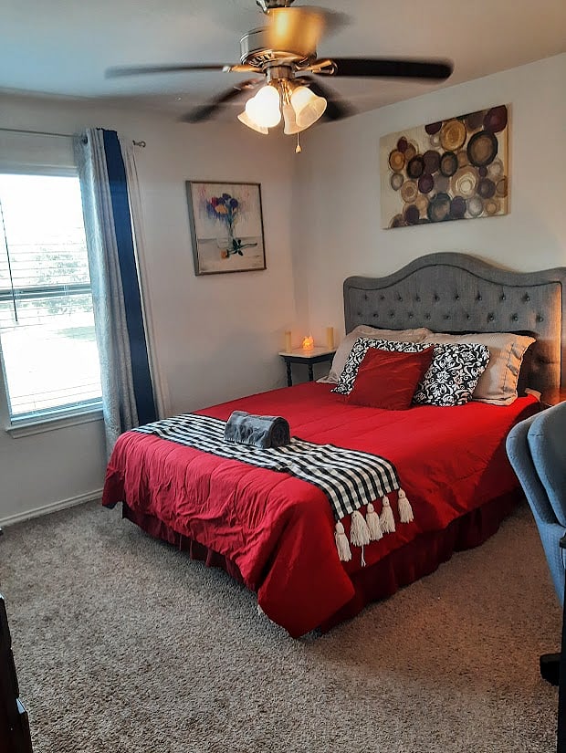 Room 1 w/ walk-in closet & wine fridge