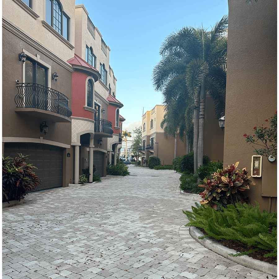 Inside the gated area you have access to the garage and front door