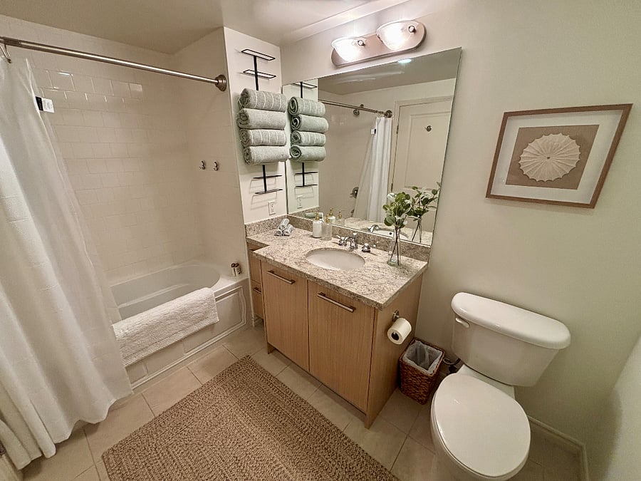 Bath with soaking tub