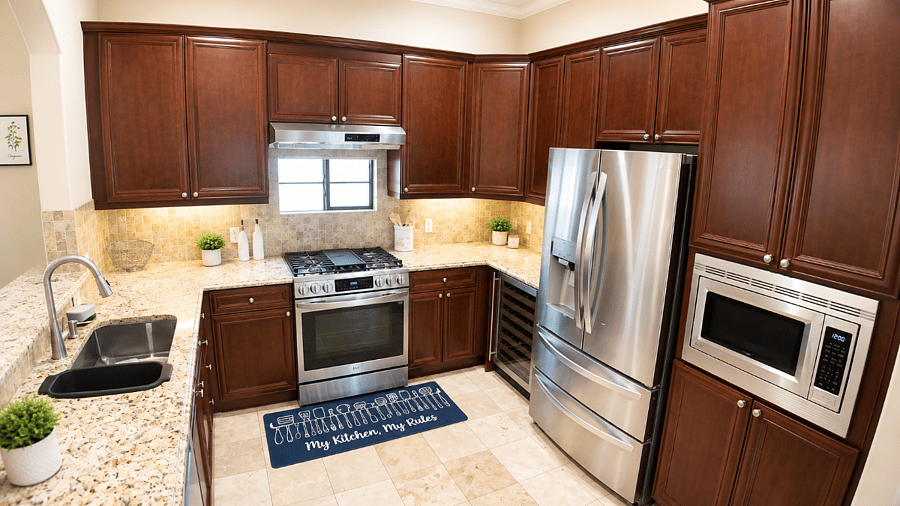 Full kitchen. Real appliances. No takeout required  unless you want it.