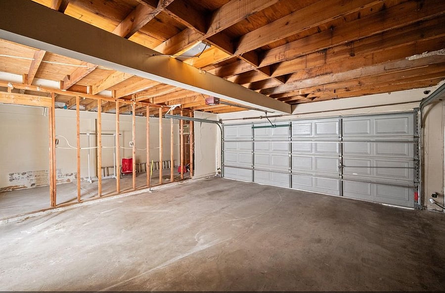 Spacious 2 car garage with extra storage space