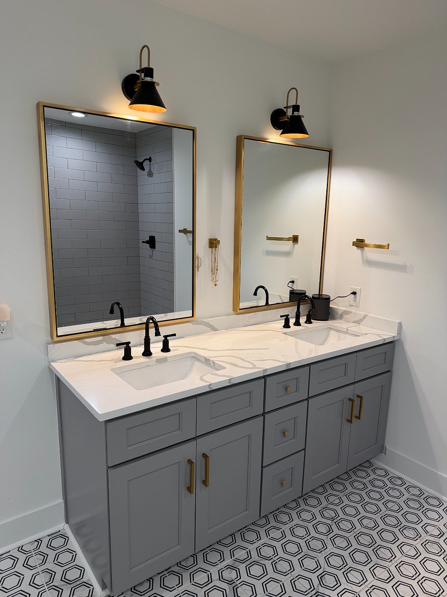 Dual vanity in primary bathroom