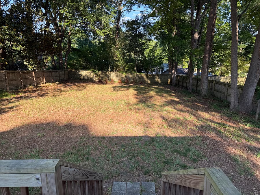 Large backyard with porch
