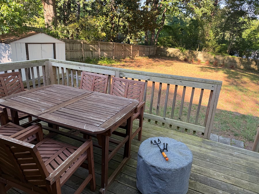Large backyard with porch