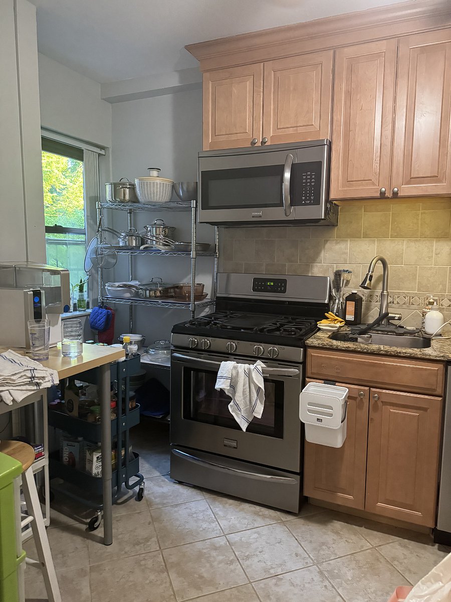 Reverse Osmosis Filter, Stainless Steel pots and pans, Stove, oven, microwave