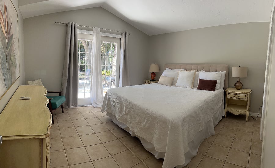 Bedroom, King bed French doors to the outdoor patio