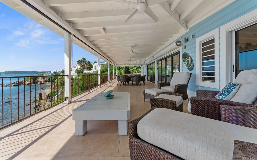 Large patio with screens for privacy