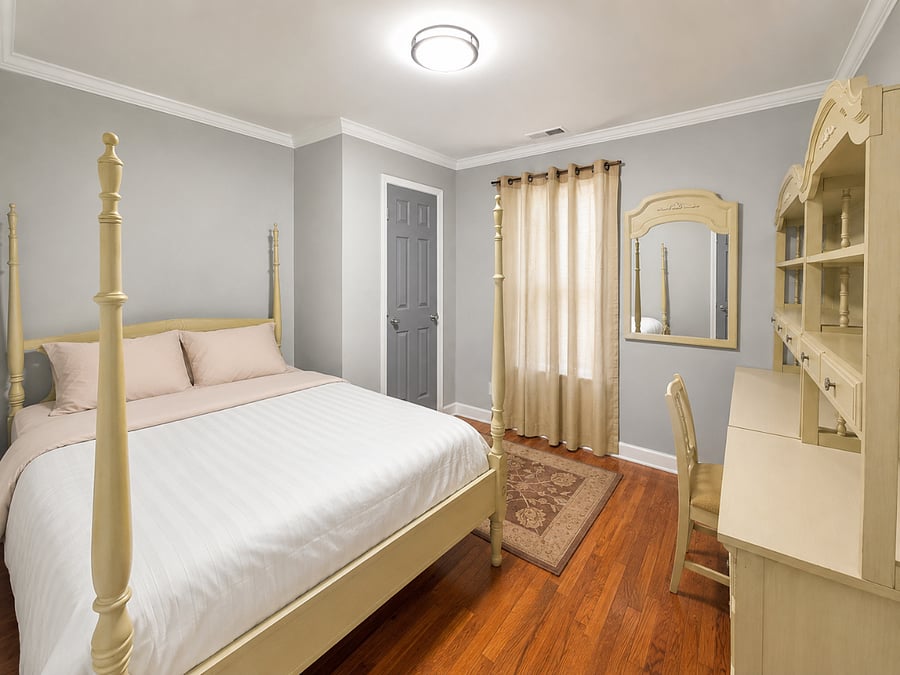 Bedroom 3. Twin Bed. Desk and chair. Full Closet. Room Darkening Curtains. 