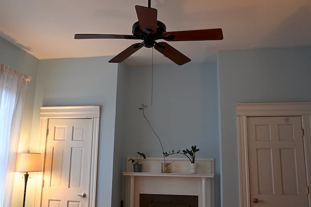 In addition to two closets, Queen Bedroom also has ceiling fan and faux fireplace. 