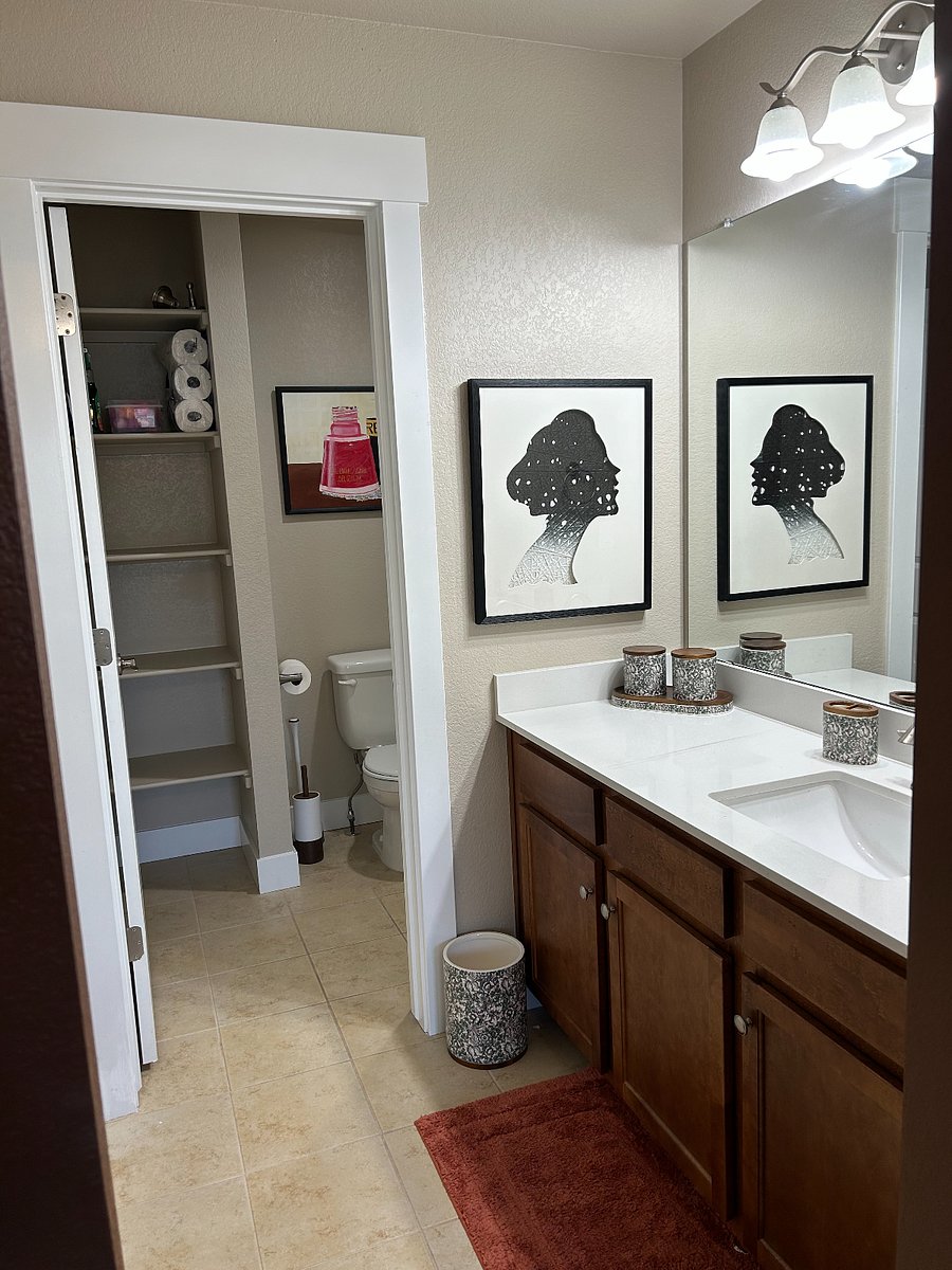 bath bombs, epsom salts, and bidet are also provided.