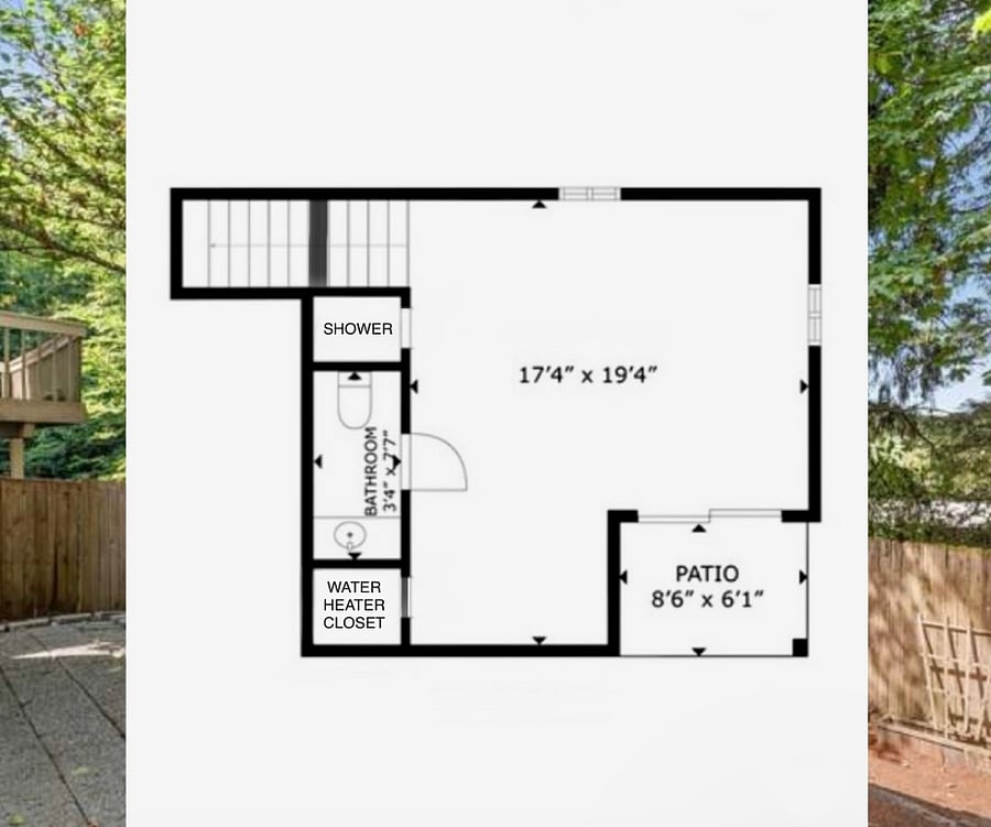 The Garden Grotto's floor plan.
