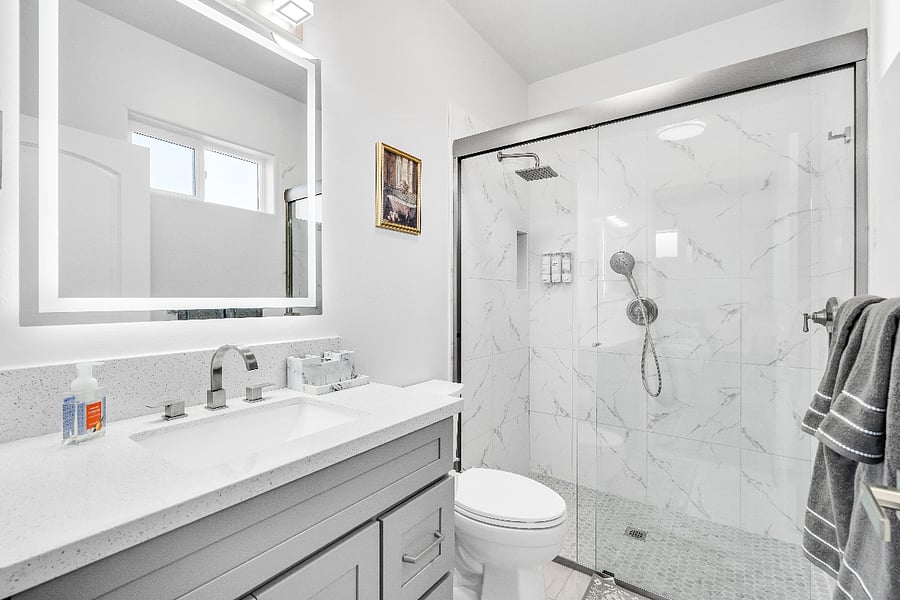 Master bath
Private ensuite bathroom with a spacious walk-in shower and modern spa-inspired design.
