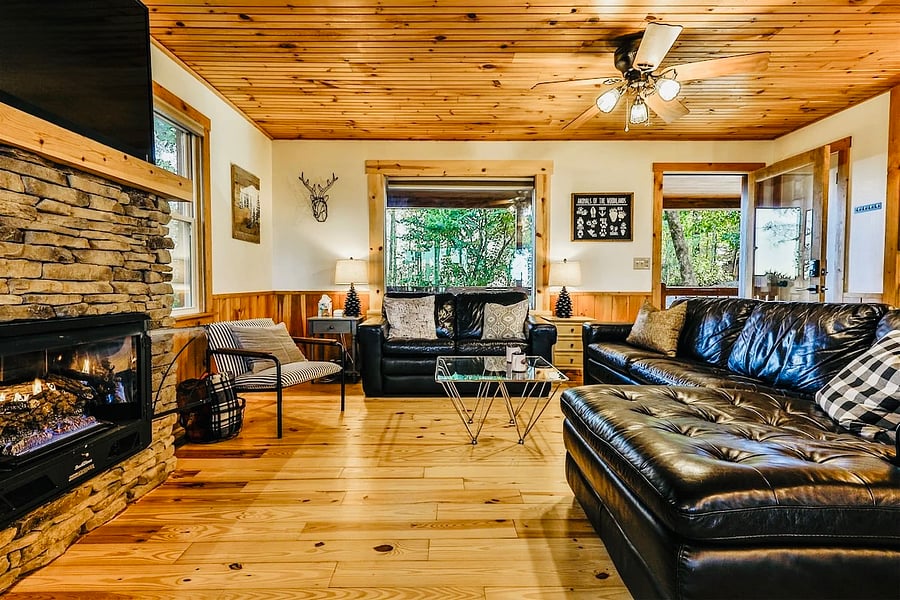 Living space with fireplace and smart tv