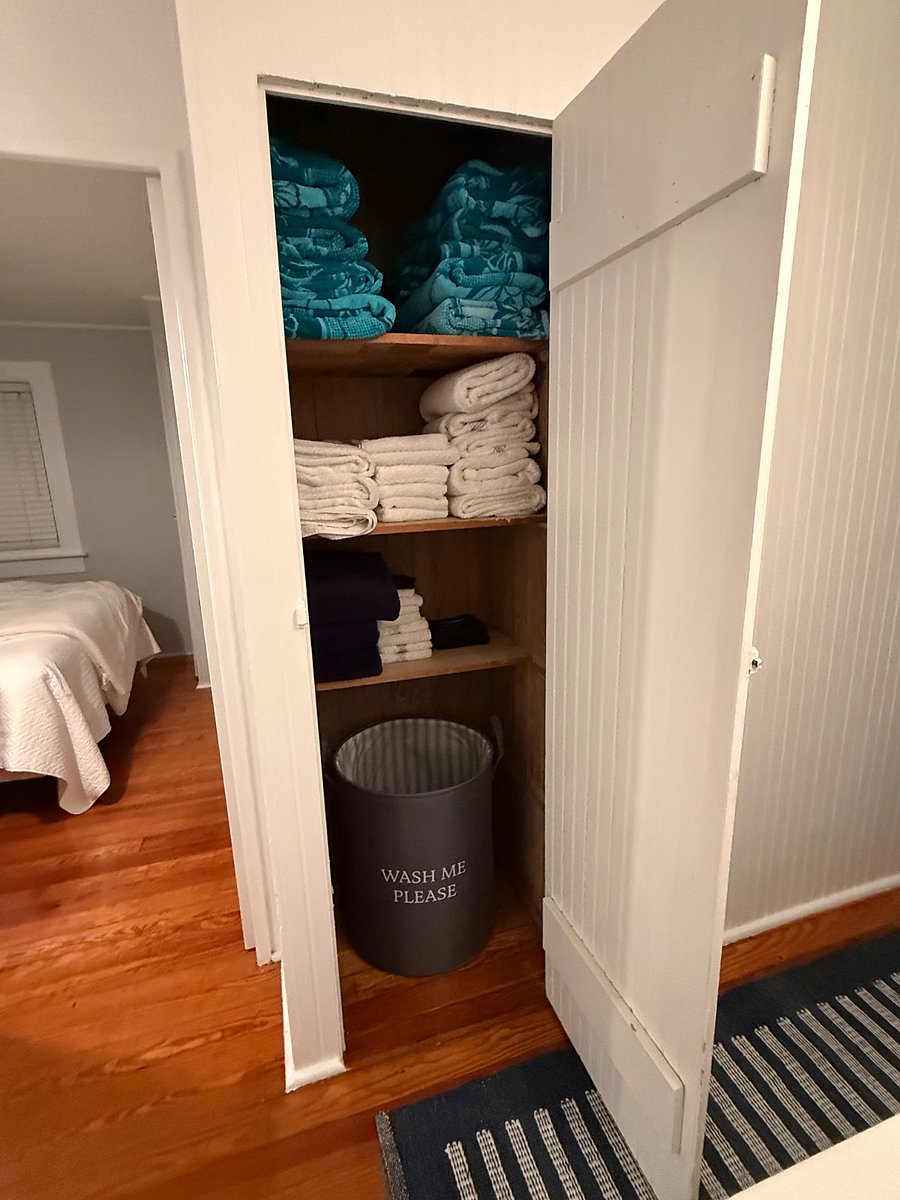 Linen closet upstairs. Plenty of plush towels, sheets and beach towels.