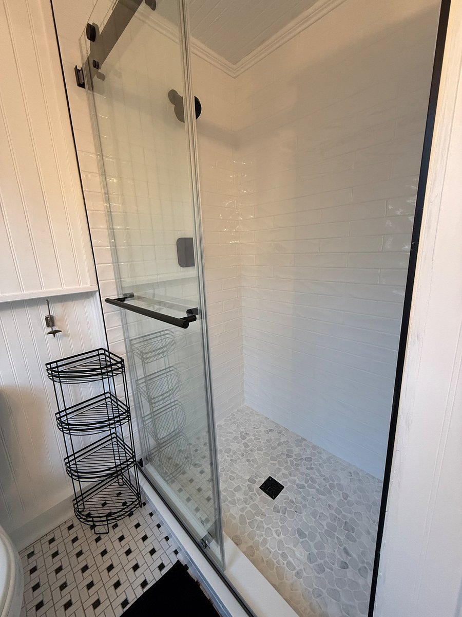 brand new tiled walk in shower