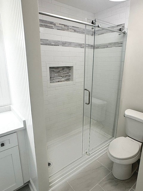 new walk in tiled shower