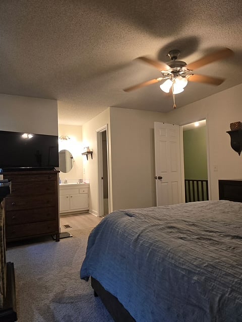 Master bedroom with attached full bathroom