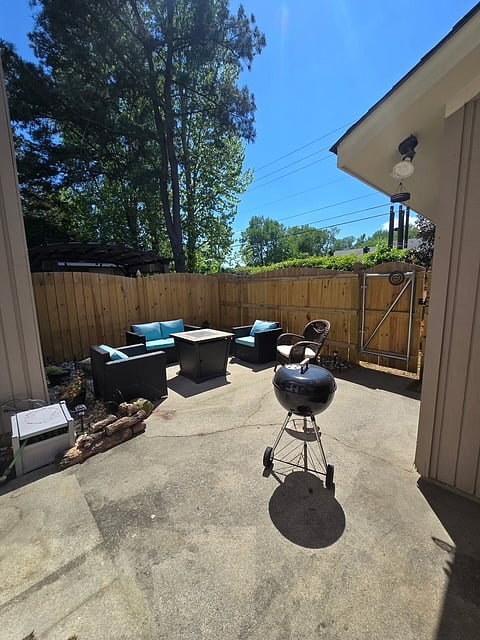 Relax on the the patio & grill on the charcoal grill