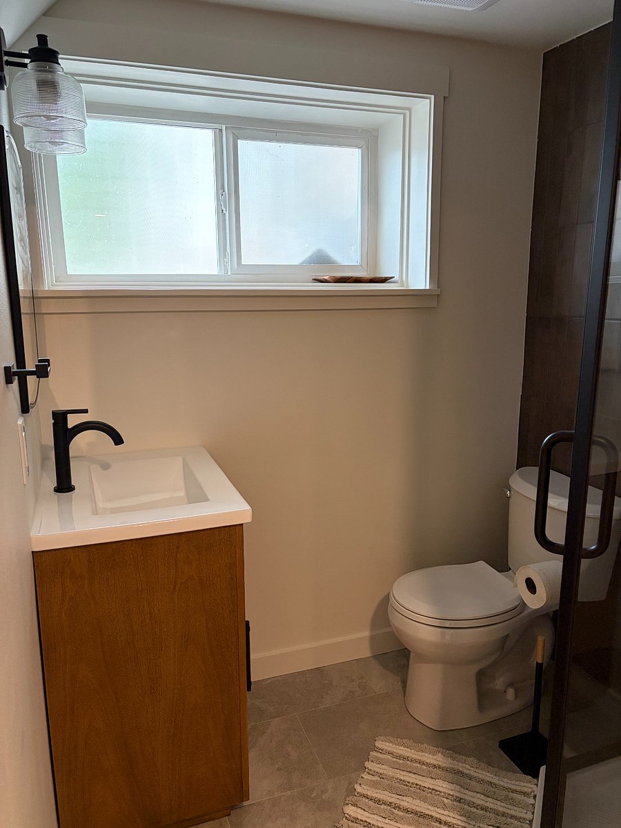 Newly remodeled bathroom with standing shower