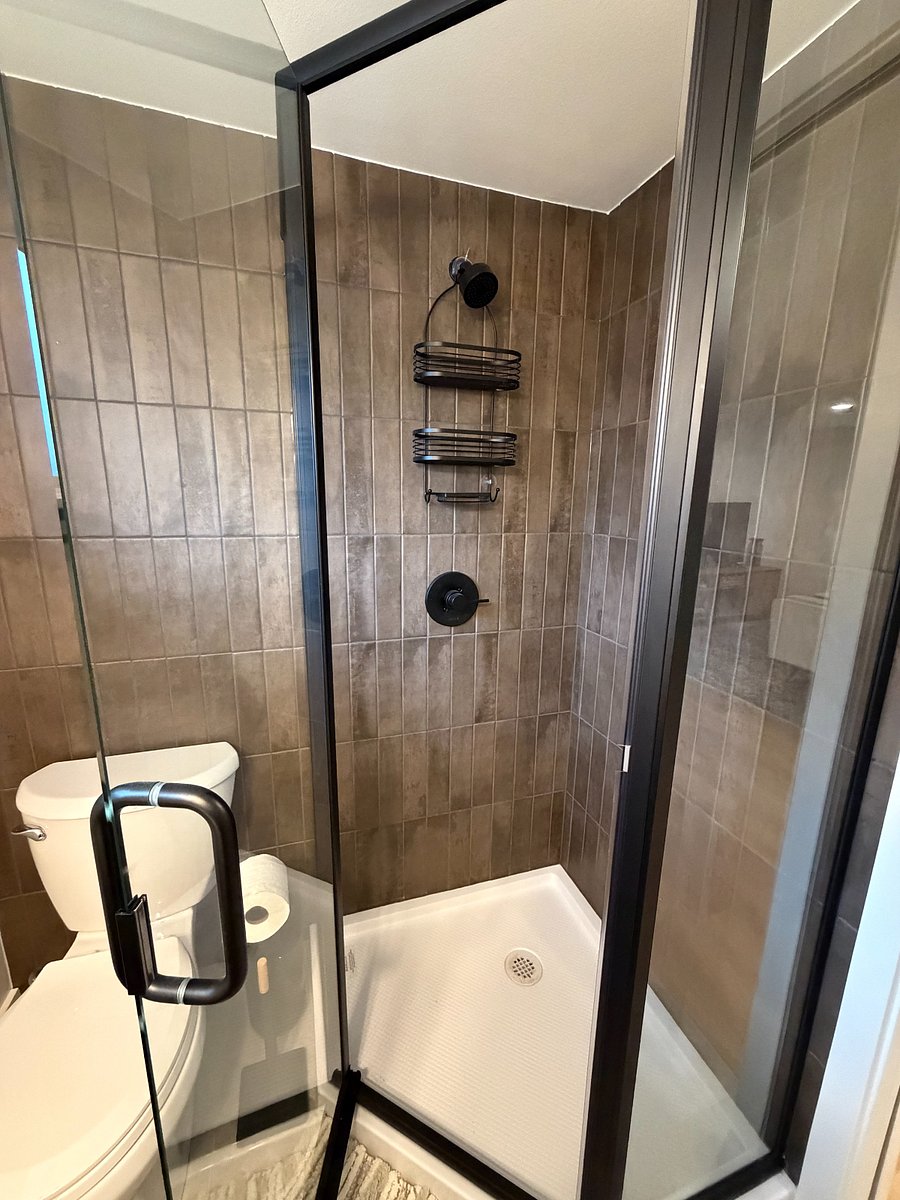 Newly remodeled bathroom with standing shower