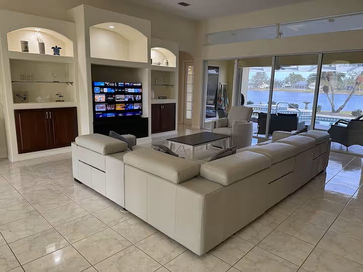 Spacious living room opens to the lanai.